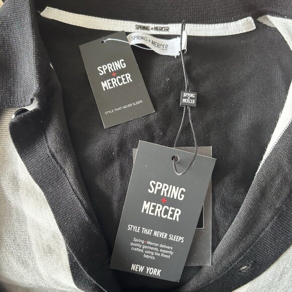 Spring & Mercer Men's Short Sleeve Polo Sweater Striped (FITS LIKE A XL) Preppy - Picture 2 of 13